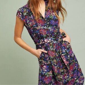 Anthropologie 52 Conversations Colloquial Shirt Dress Floral Small